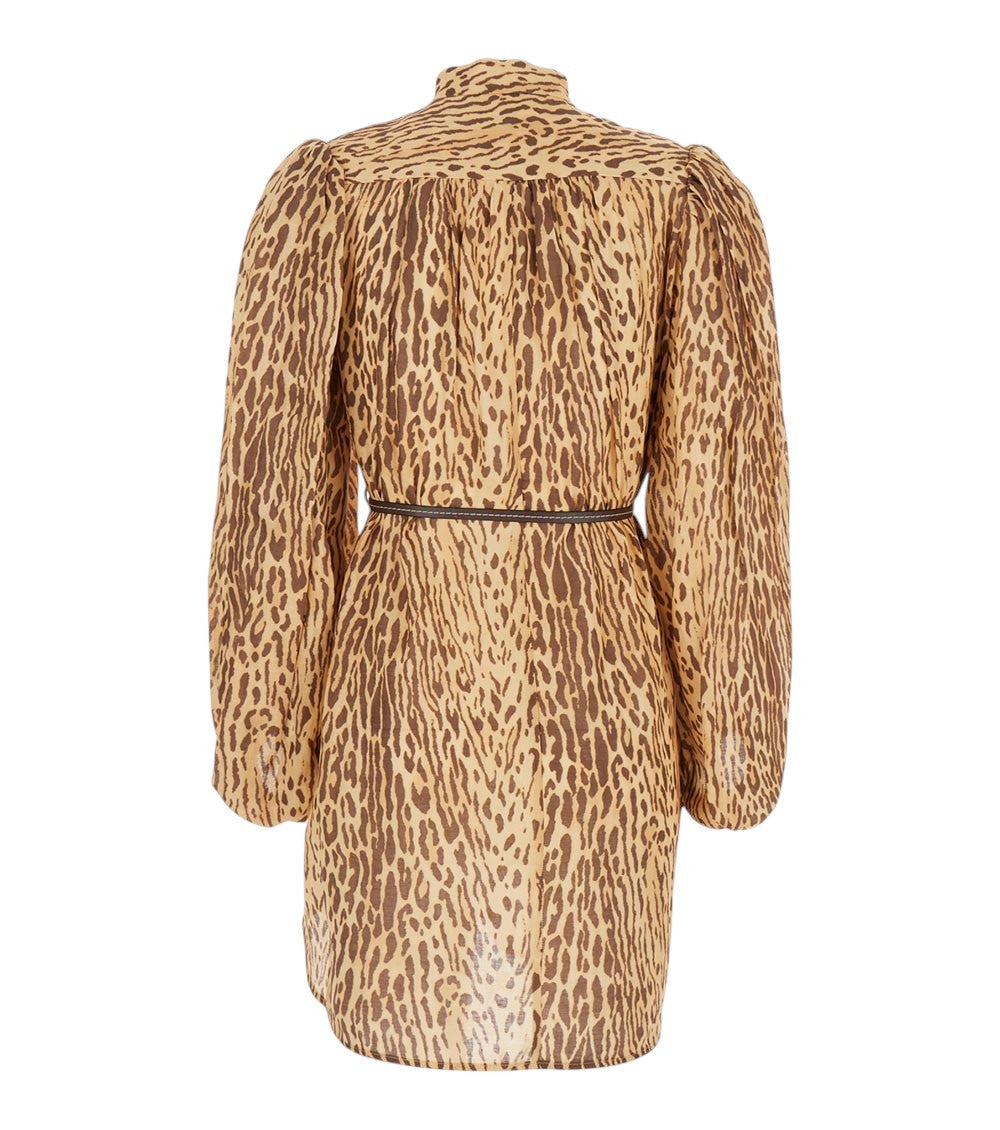 Multicolor Animal Print Mandarin Collar Dress 2