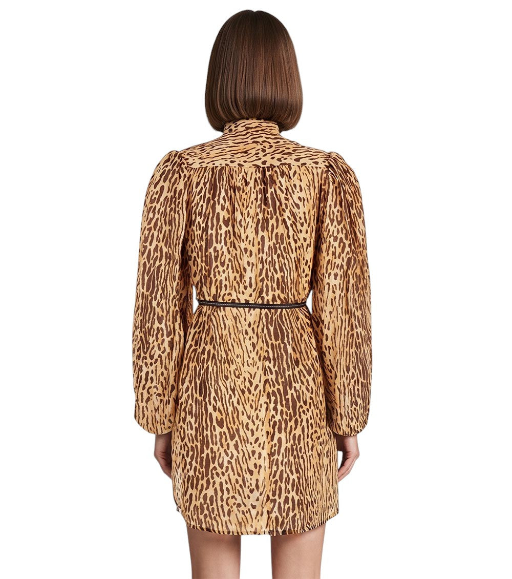 Multicolor Animal Print Mandarin Collar Dress 4