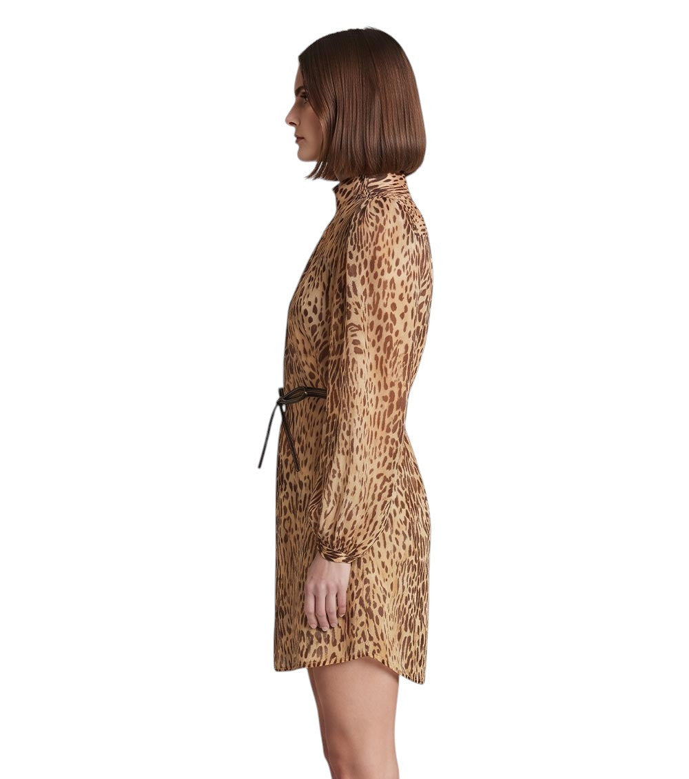 Multicolor Animal Print Mandarin Collar Dress 5