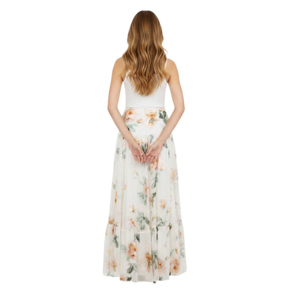 Cream Floral Maxi Skirt 2