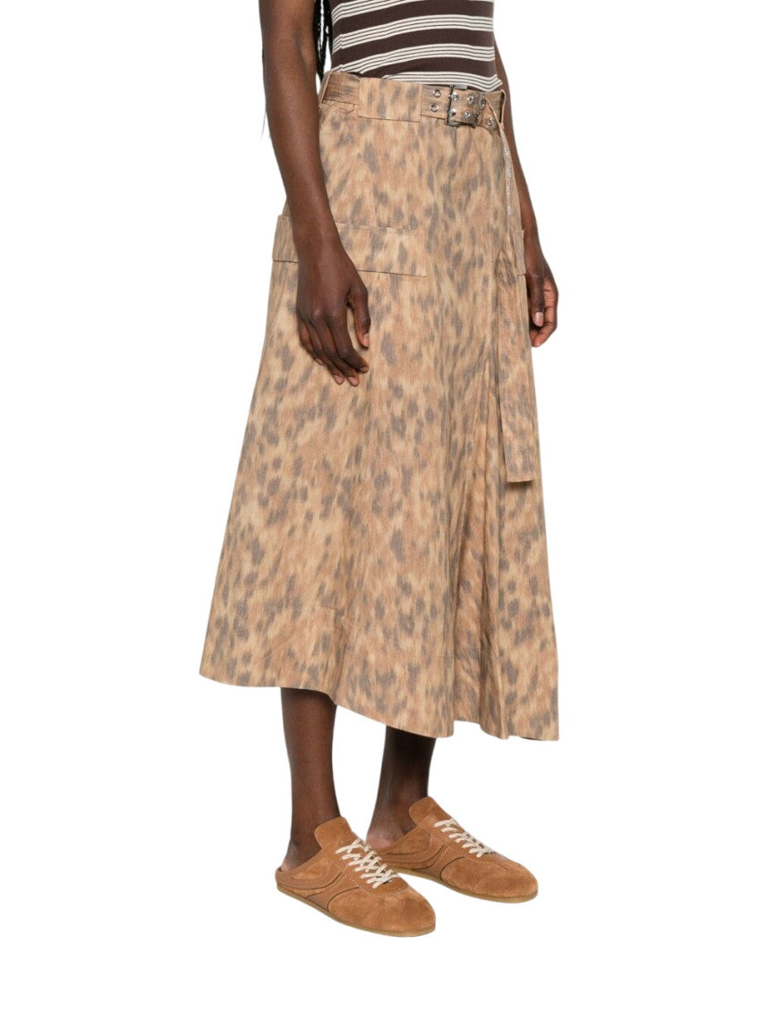 Beige Printed Midi Skirt 3