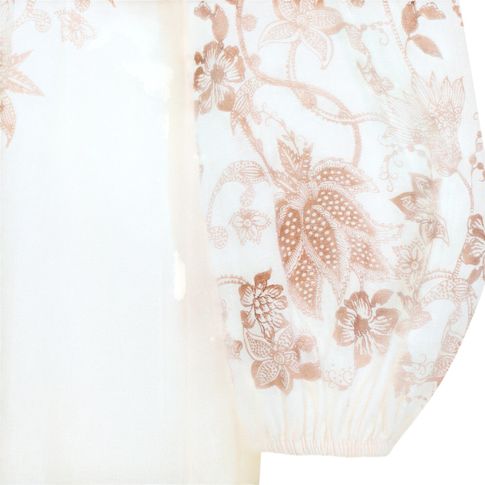 Off White Floral V Neck Midi Dress 3