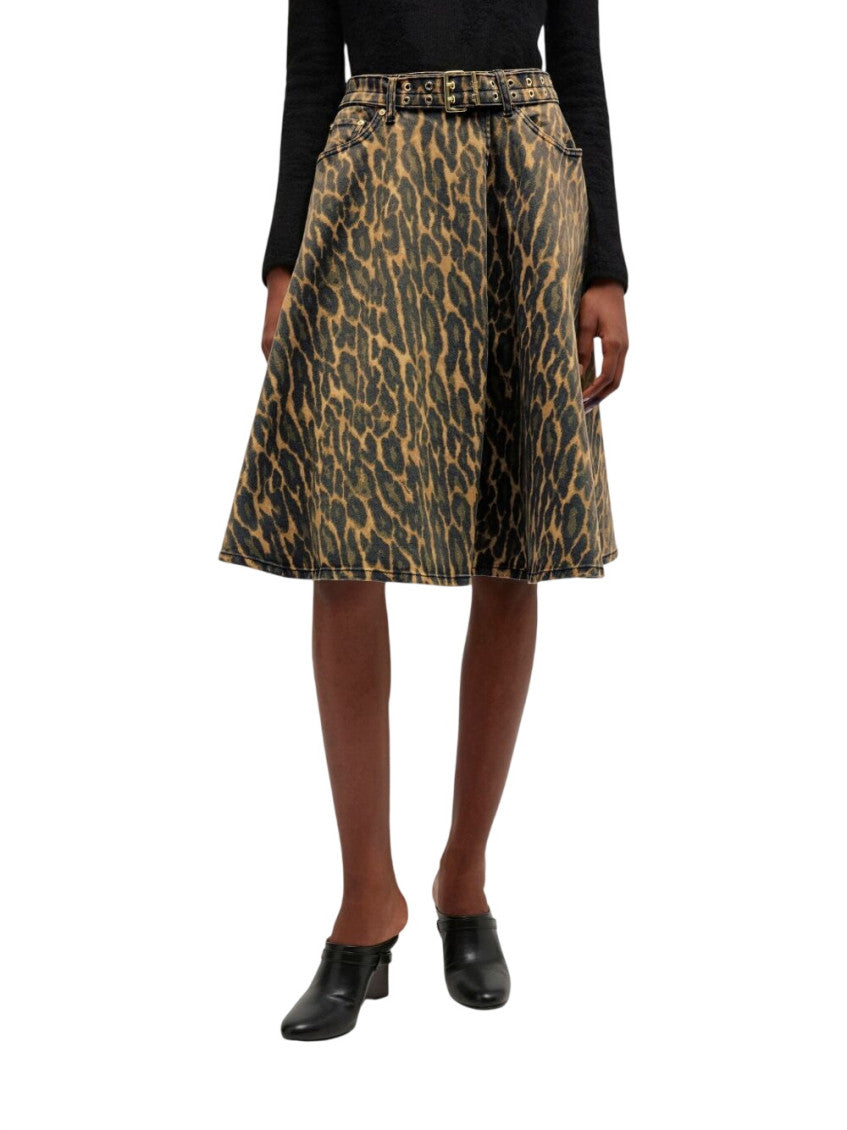 Olive Animal Print Midi Skirt 2
