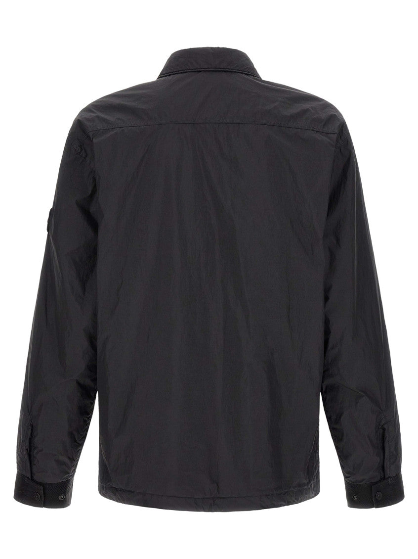 Black Solid Shirt Collar Jacket 2