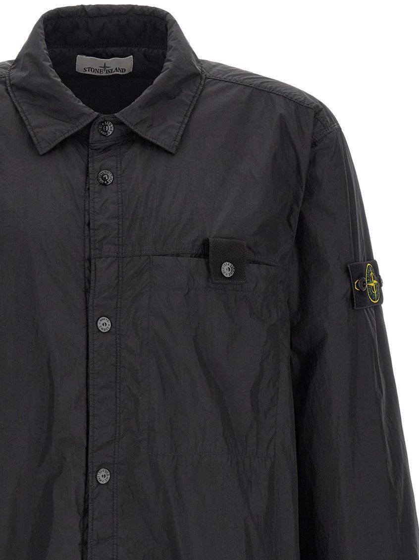 Black Solid Shirt Collar Jacket 3