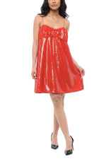 Red Embellished Sweet Heart Neck Mini Dress 1