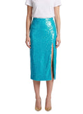 Light Blue Embellished Midi Skirt 1