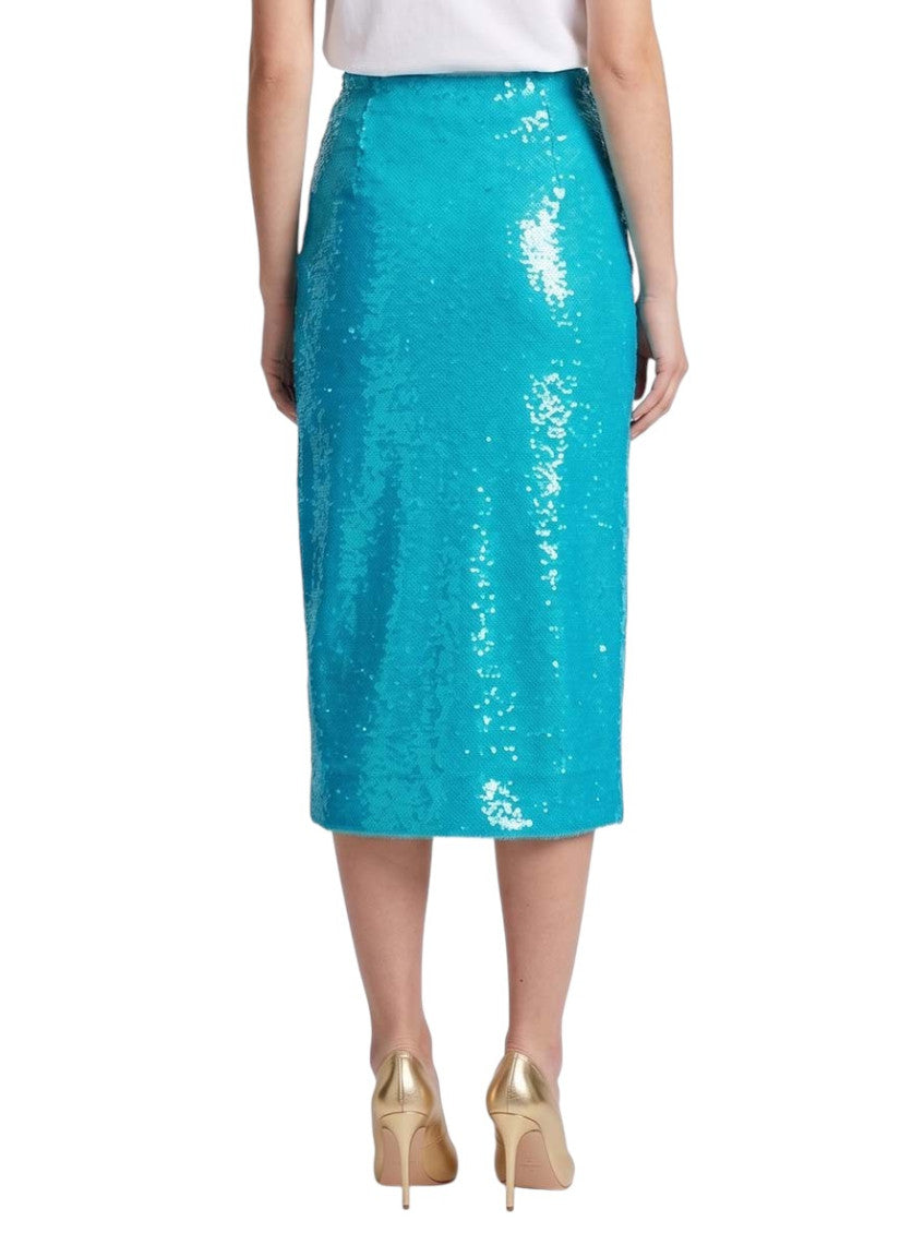 Light Blue Embellished Midi Skirt 2