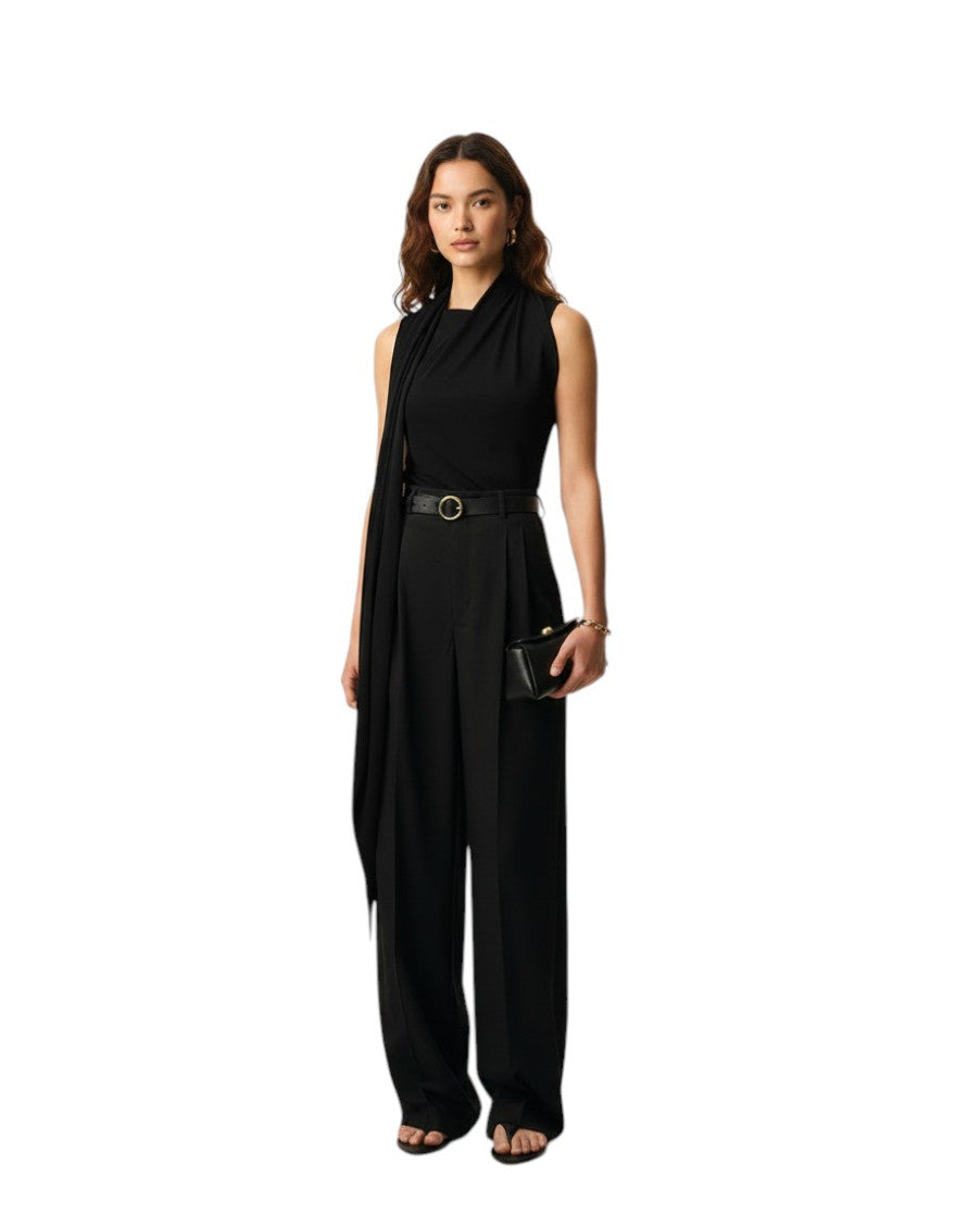 Black Solid V Neck Top 3