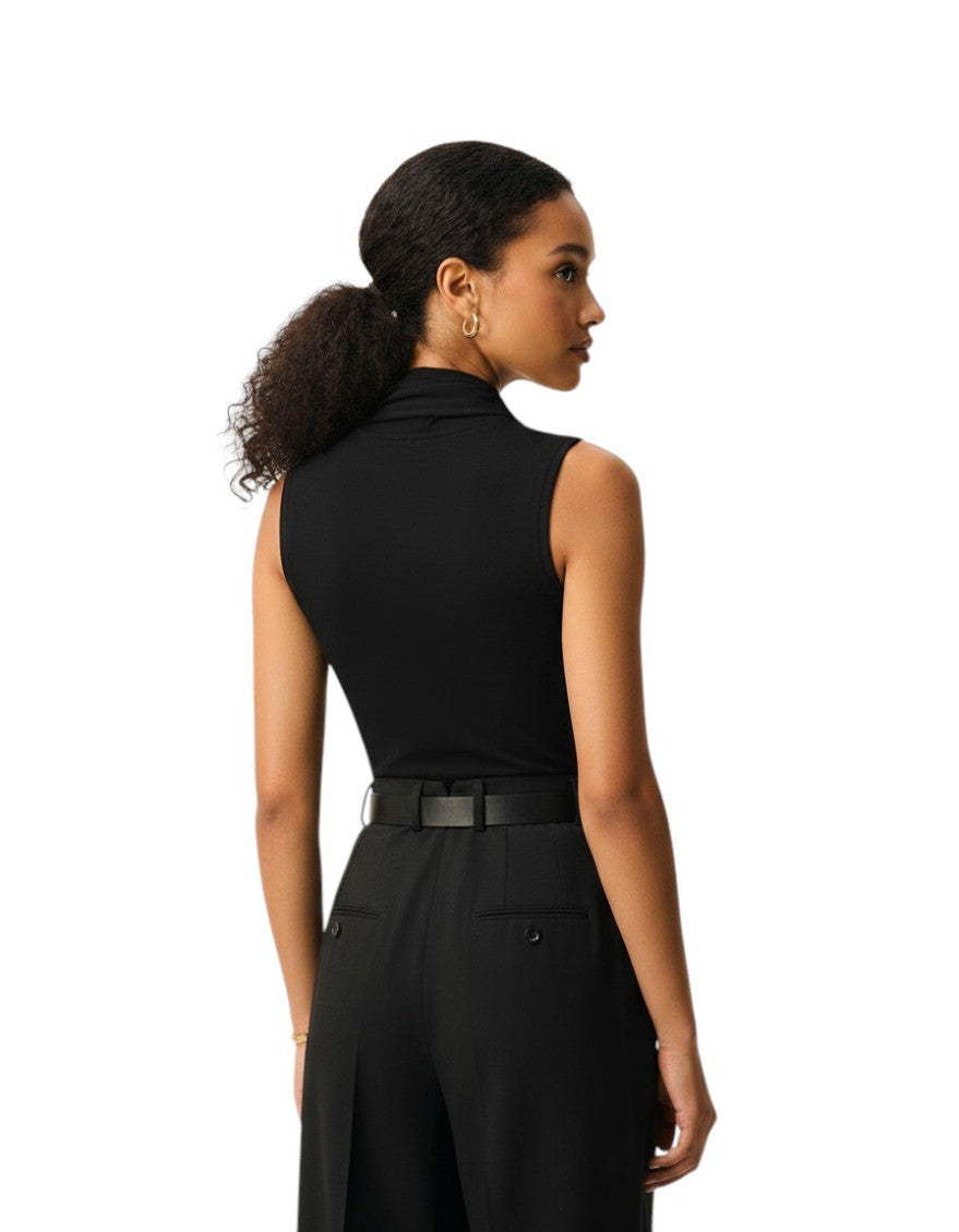 Black Solid V Neck Top 4