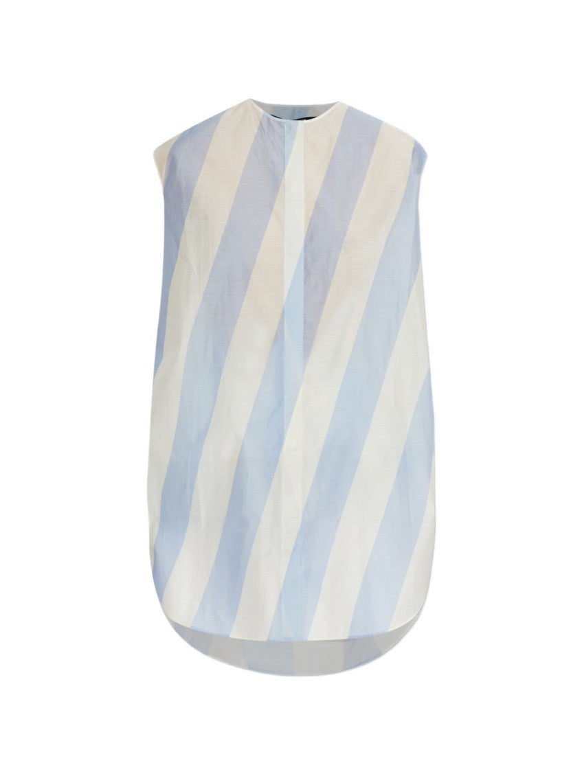 Light Blue Stripes Shirt Mini Dress 1