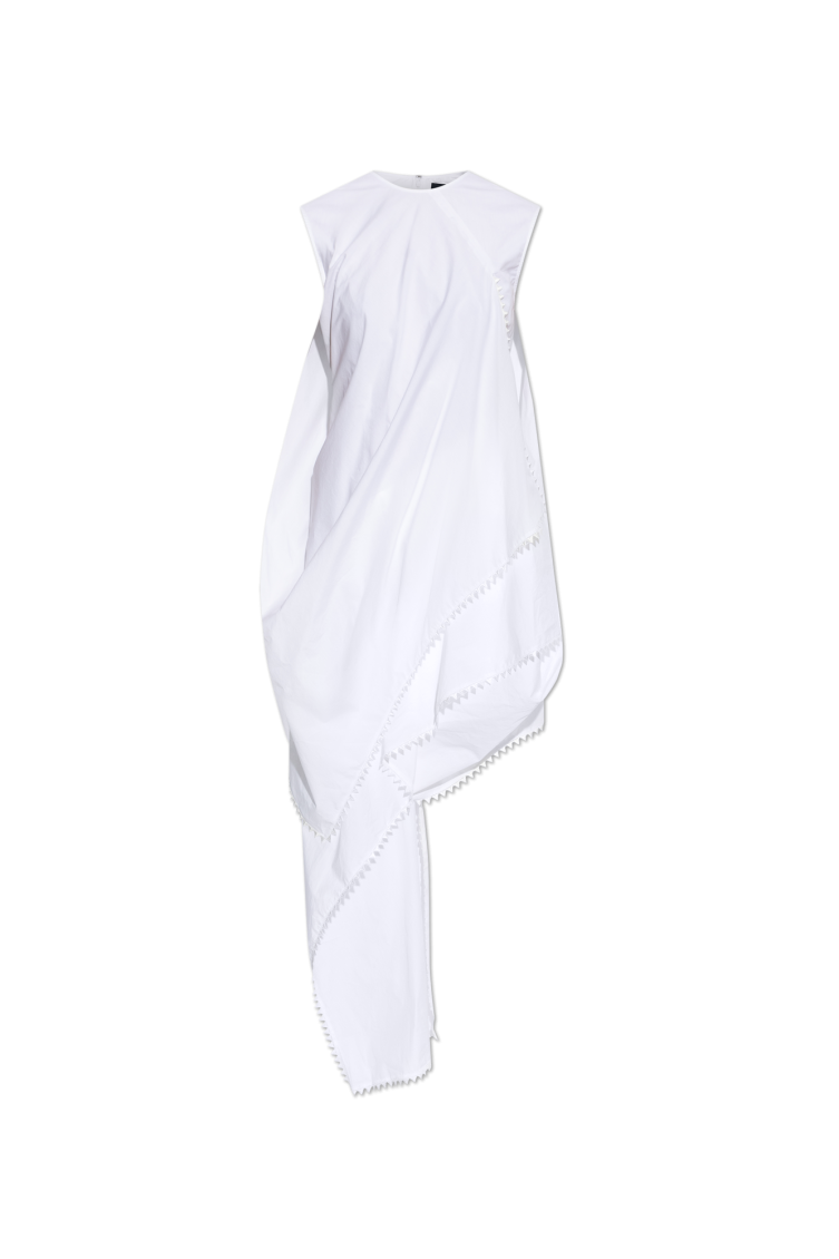White Solid Round Neck Maxi Dress 1