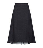 Navy Blue Solid Midi Skirt 1
