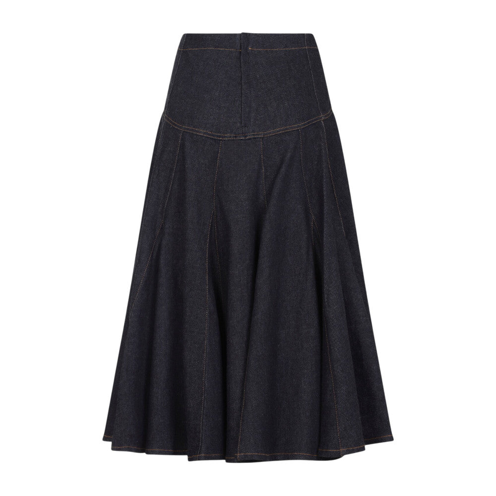 Navy Blue Solid Midi Skirt 2