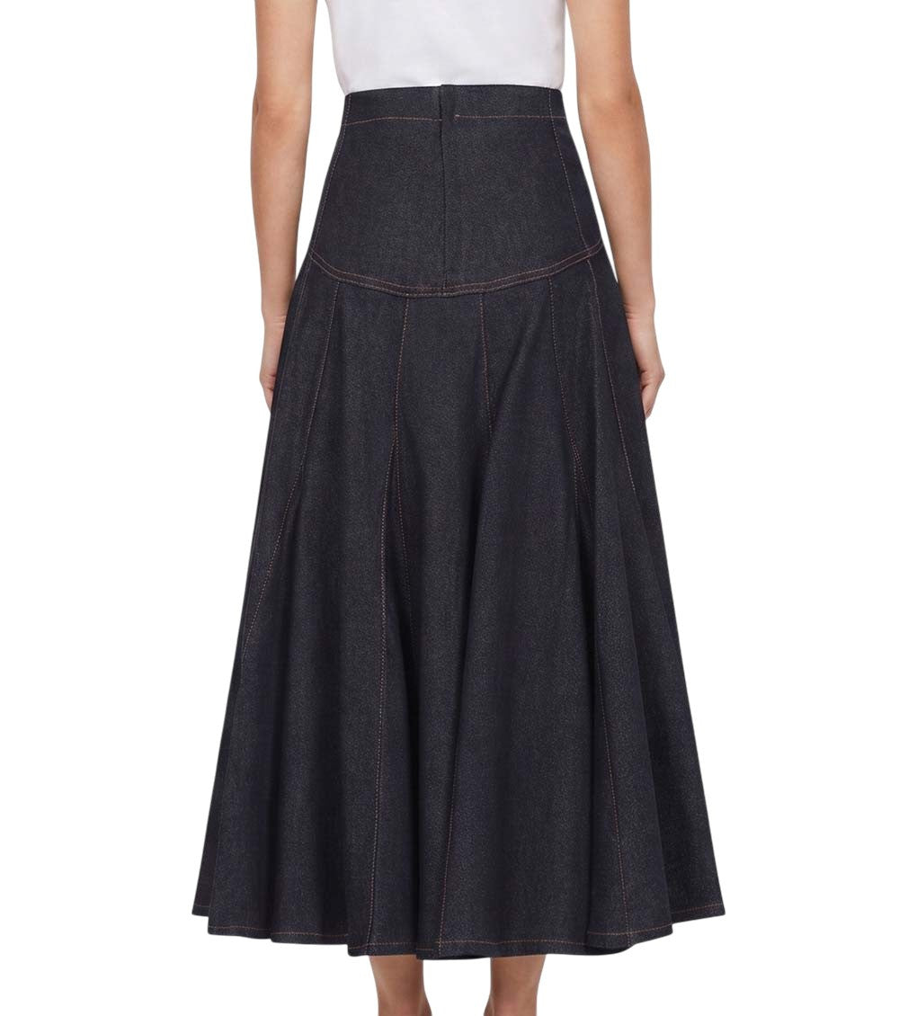Navy Blue Solid Midi Skirt 4