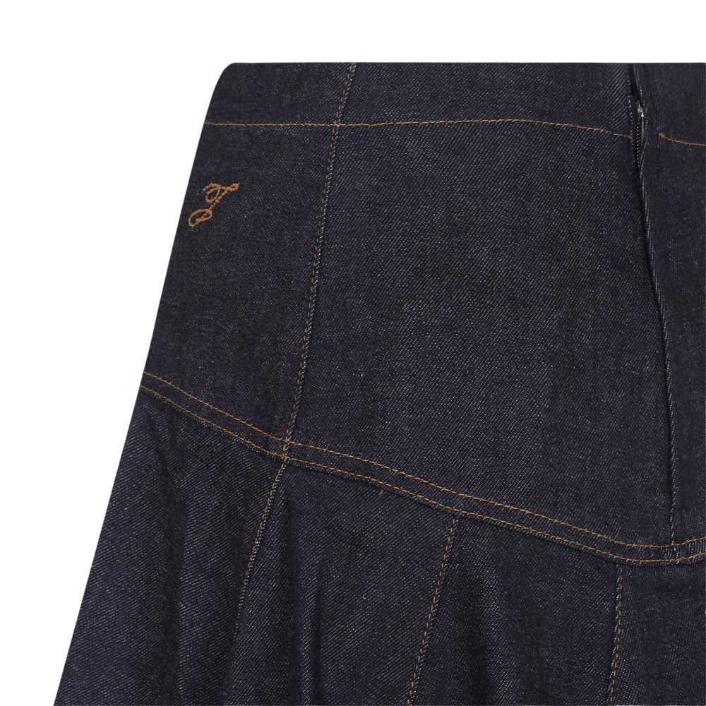 Navy Blue Solid Midi Skirt 5