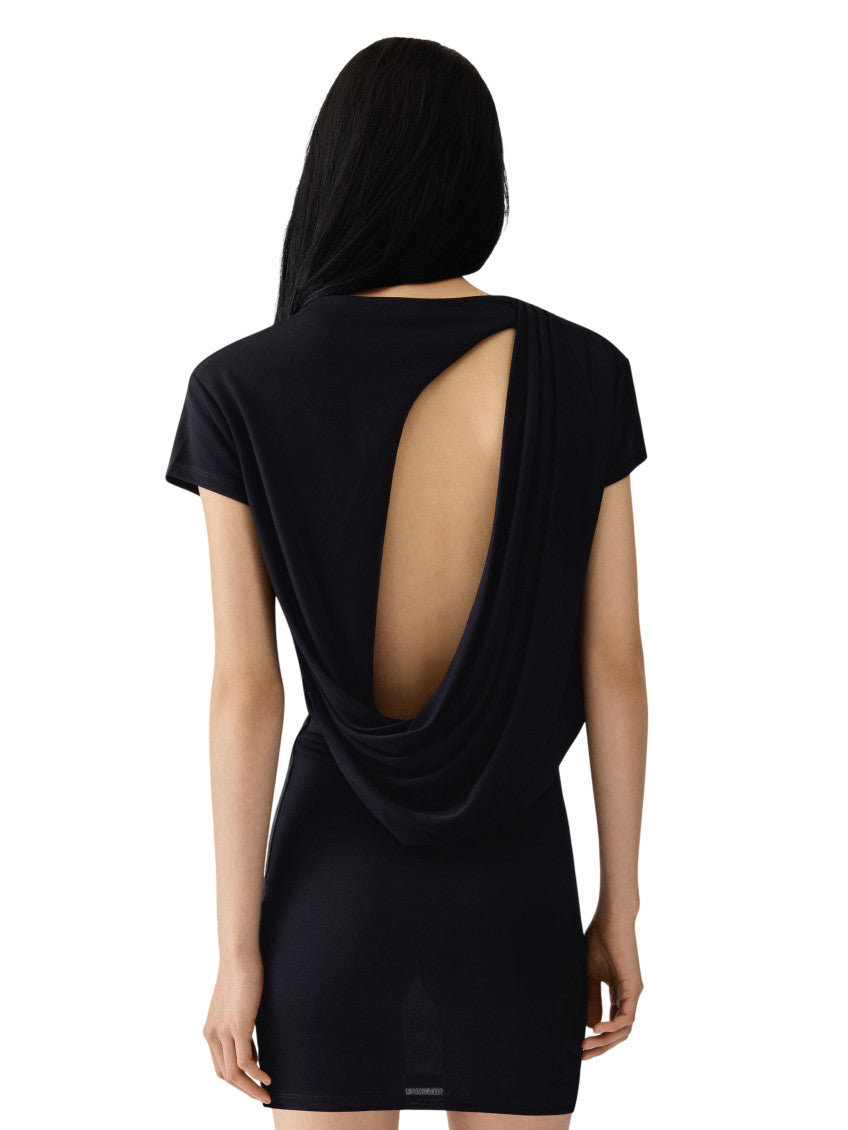 Black Boat Neck Mini Dress 3