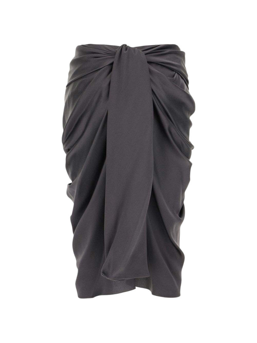 Black Draped Midi Skirt 1