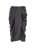 Black Draped Midi Skirt 1