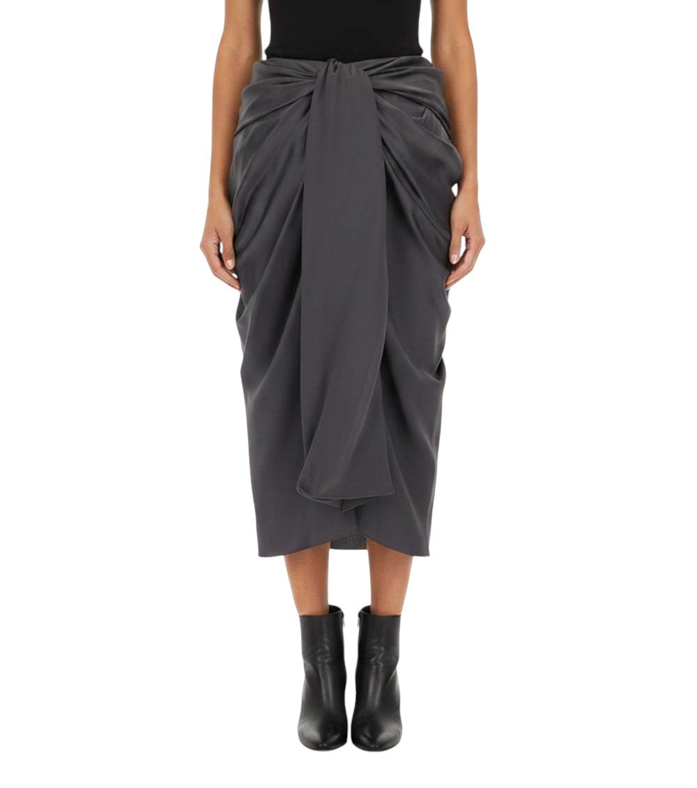 Black Draped Midi Skirt 2