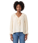 Off White Solid V Neck Top 1