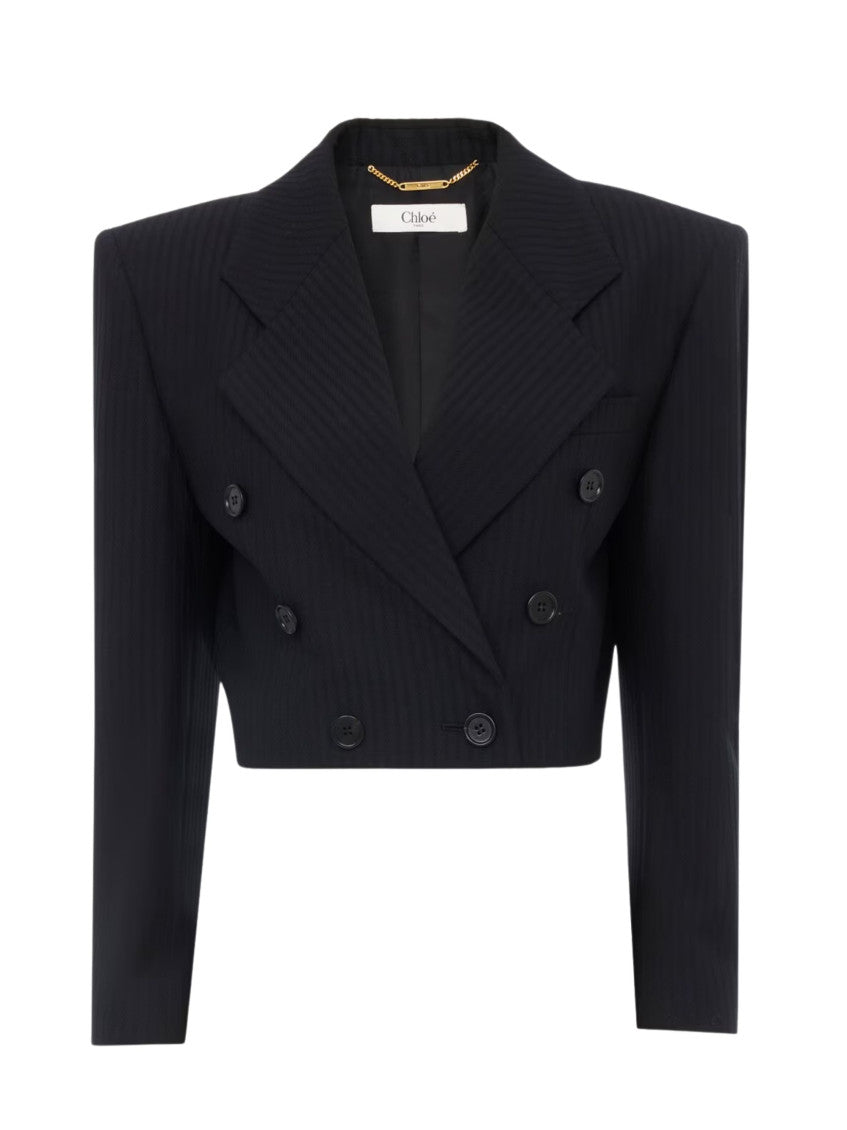 Black Notched Lapel Blazer 1