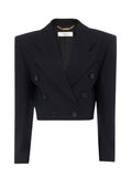Black Notched Lapel Blazer 1