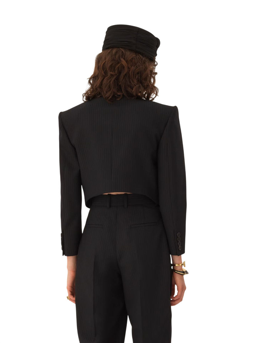 Black Notched Lapel Blazer 2