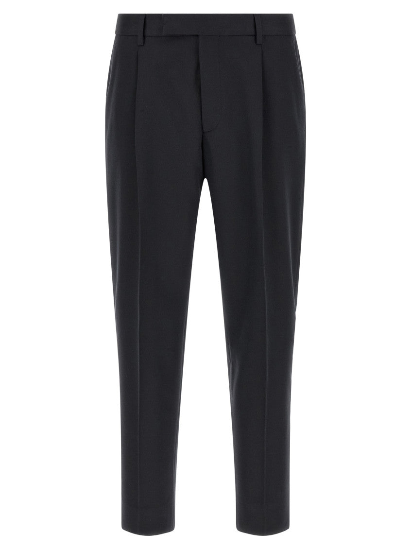 Dark Blue Tapered Pleated Trousers 1