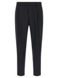 Dark Blue Tapered Pleated Trousers 1