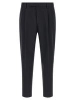 Dark Blue Tapered Pleated Trousers 1