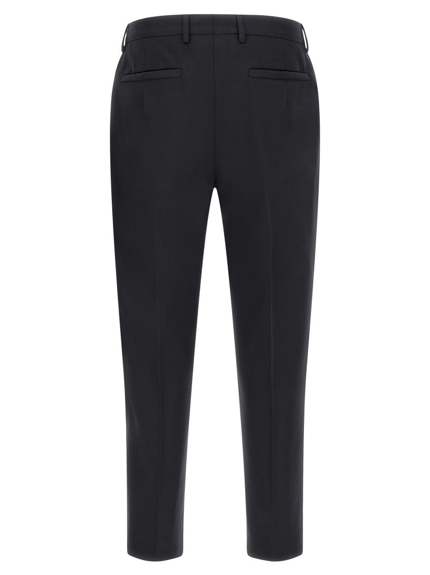 Dark Blue Tapered Pleated Trousers 2