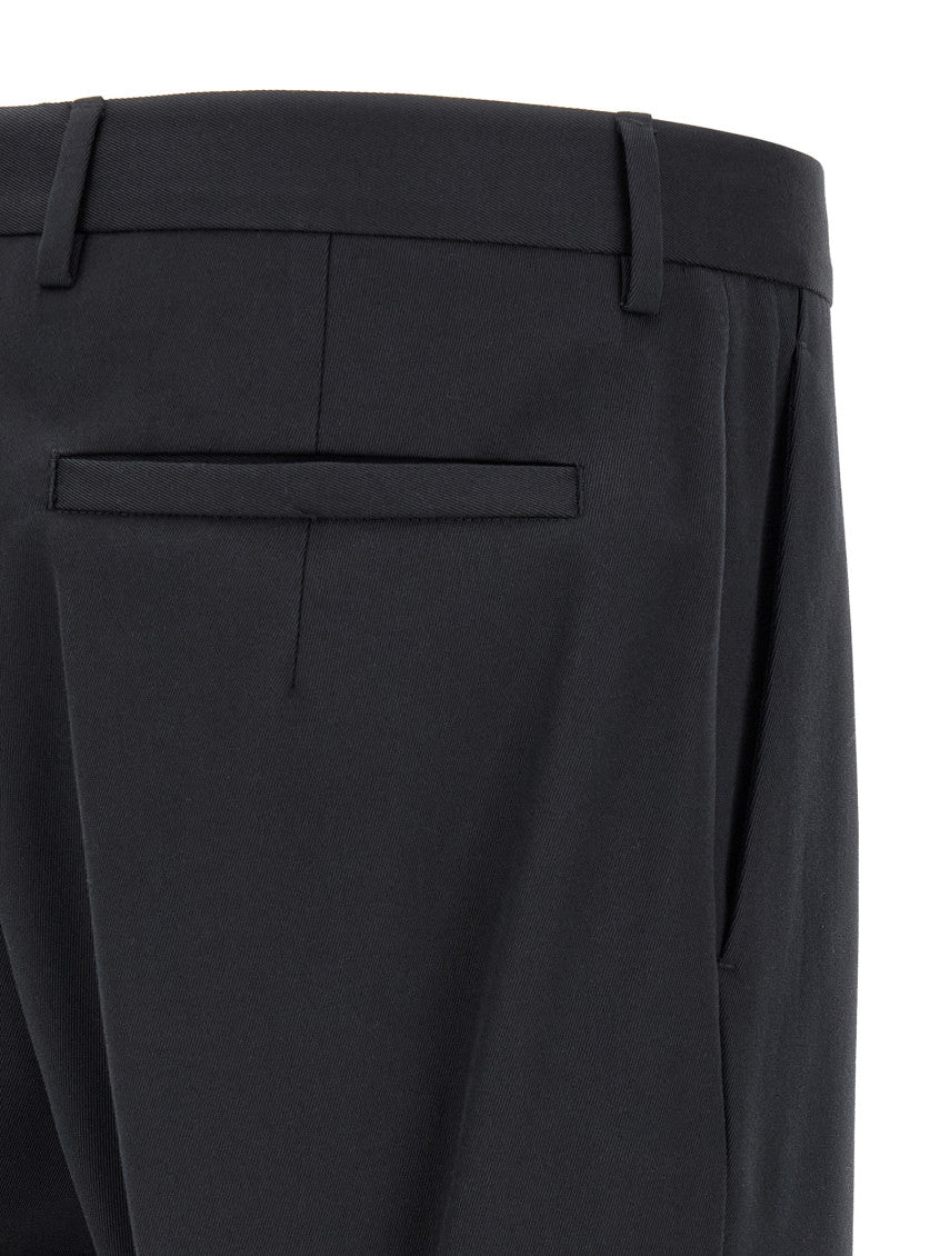 Dark Blue Tapered Pleated Trousers 4
