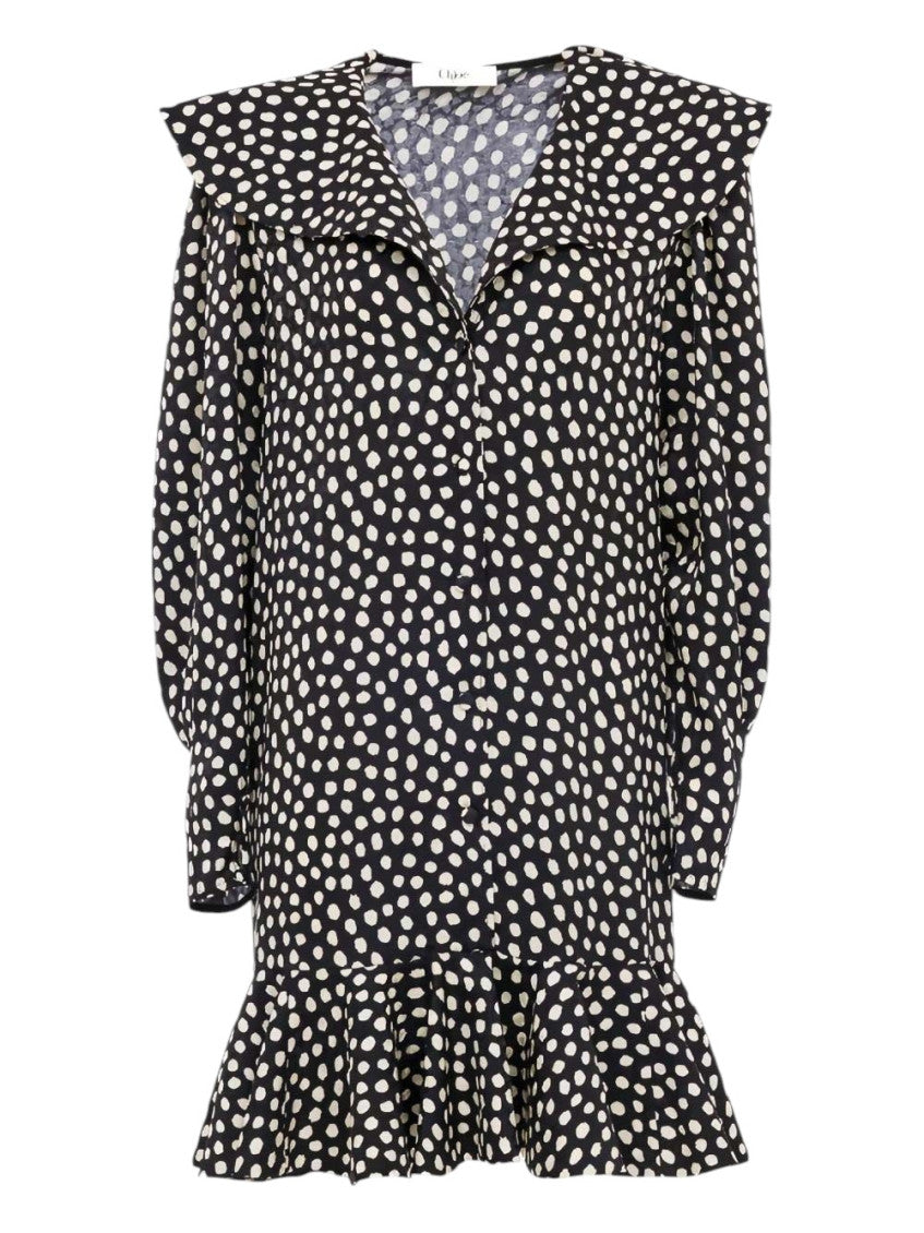 Black Polka Dot V Neck Mini Dress 1