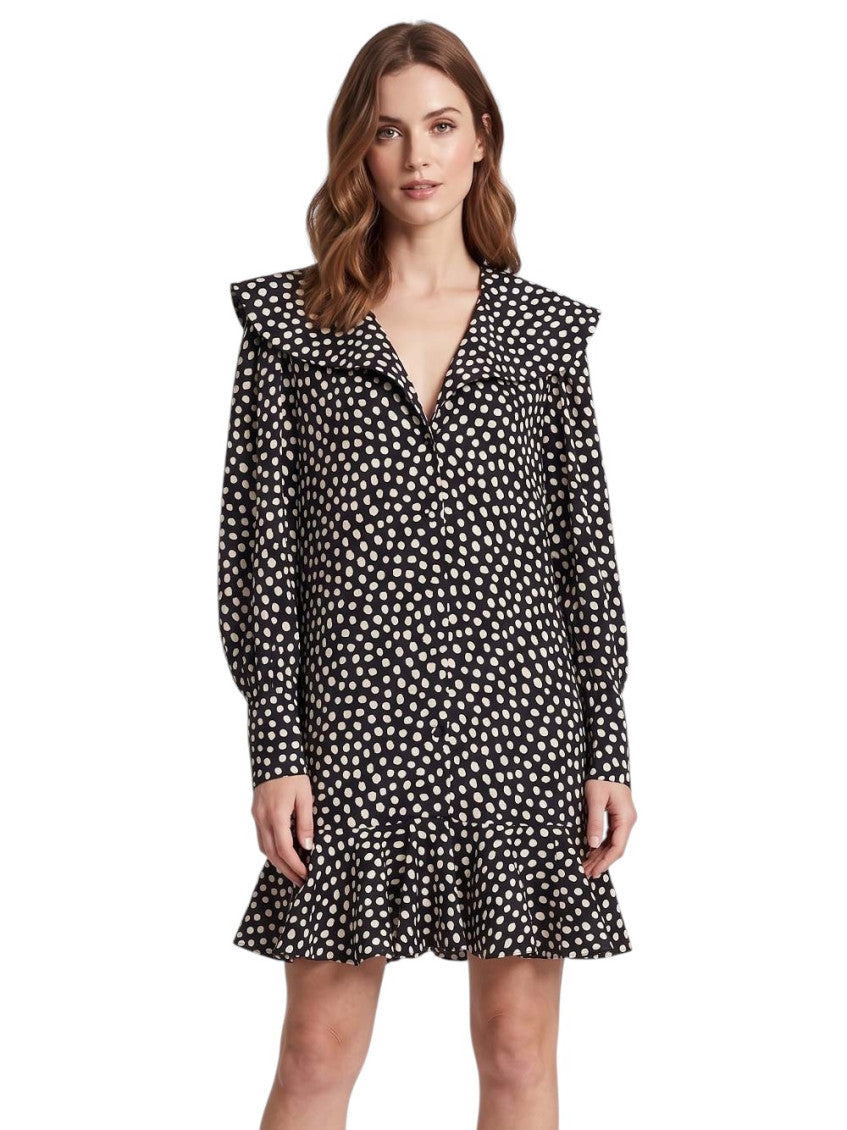 Black Polka Dot V Neck Mini Dress 2
