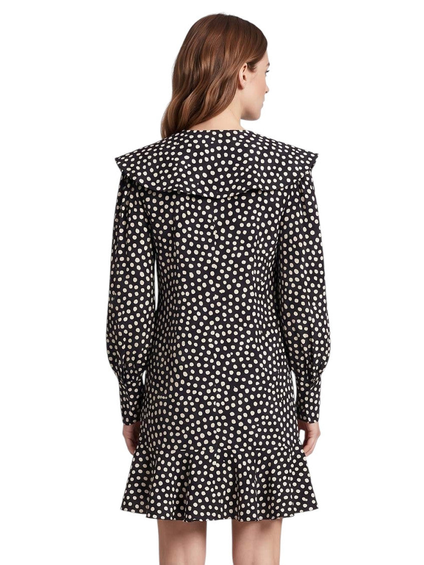 Black Polka Dot V Neck Mini Dress 3