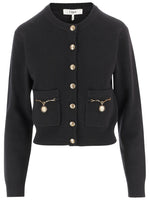 Black Knitted Crew Neck Cardigan 1