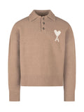 Beige Full Sleeves Polo Sweater 1