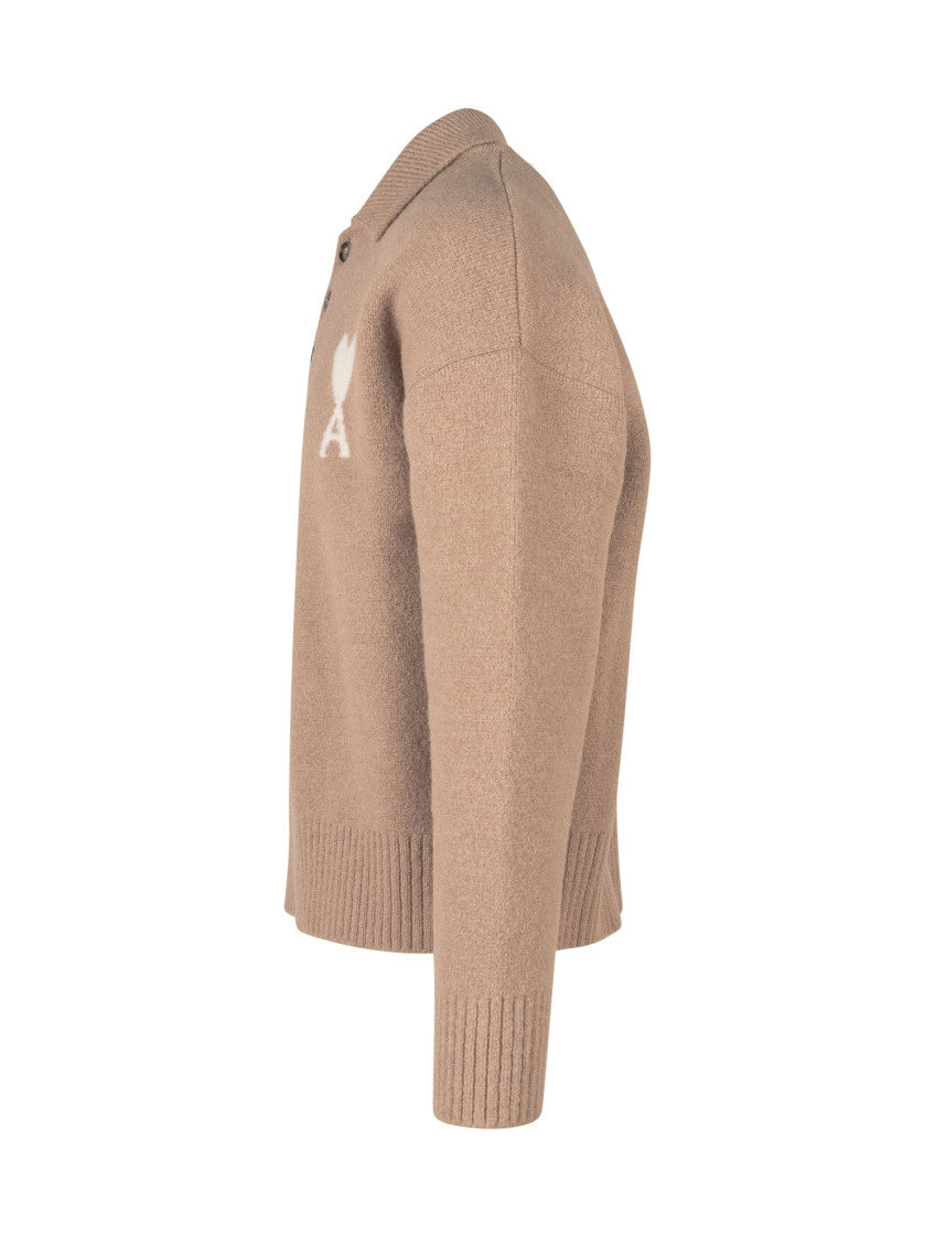 Beige Full Sleeves Polo Sweater 3