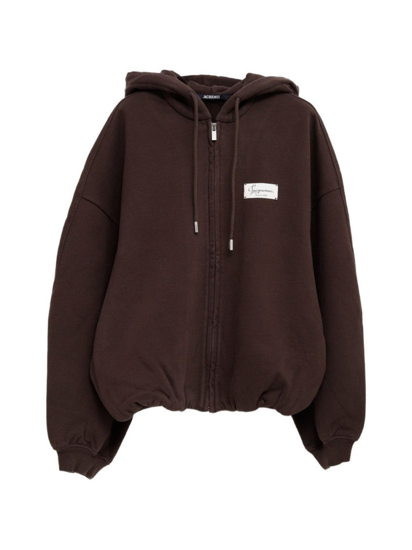 Dark Brown Zip Up Hoodie 1