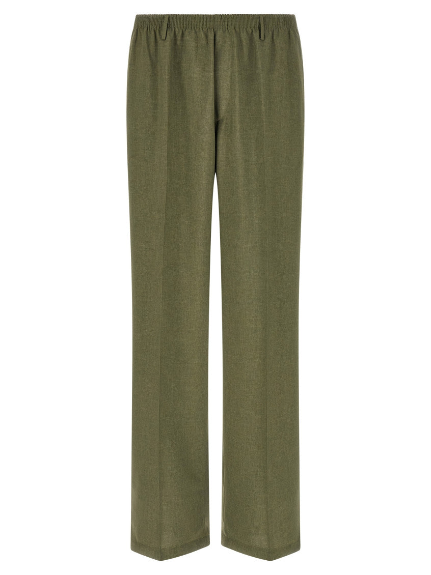 Green Straight Elasticated Trousers 1