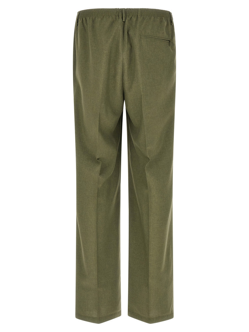 Green Straight Elasticated Trousers 2