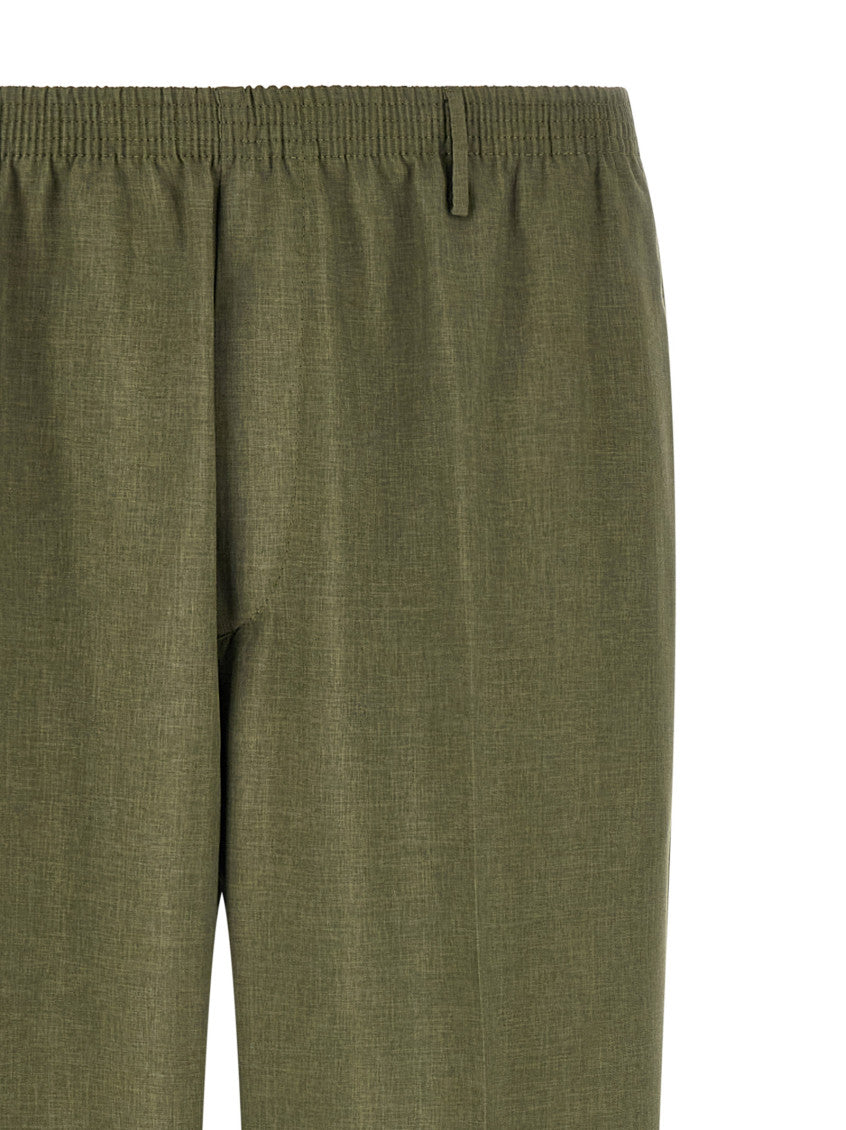 Green Straight Elasticated Trousers 3