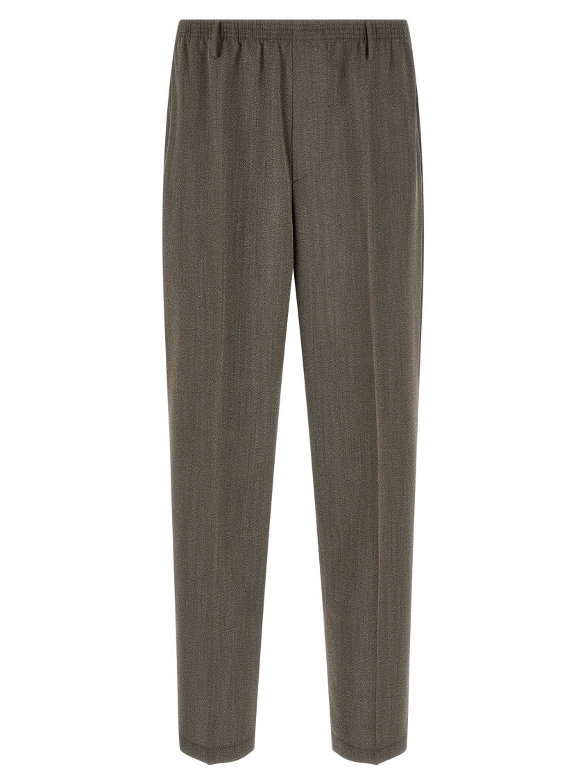 Brown Tapered Elasticated Trousers 1