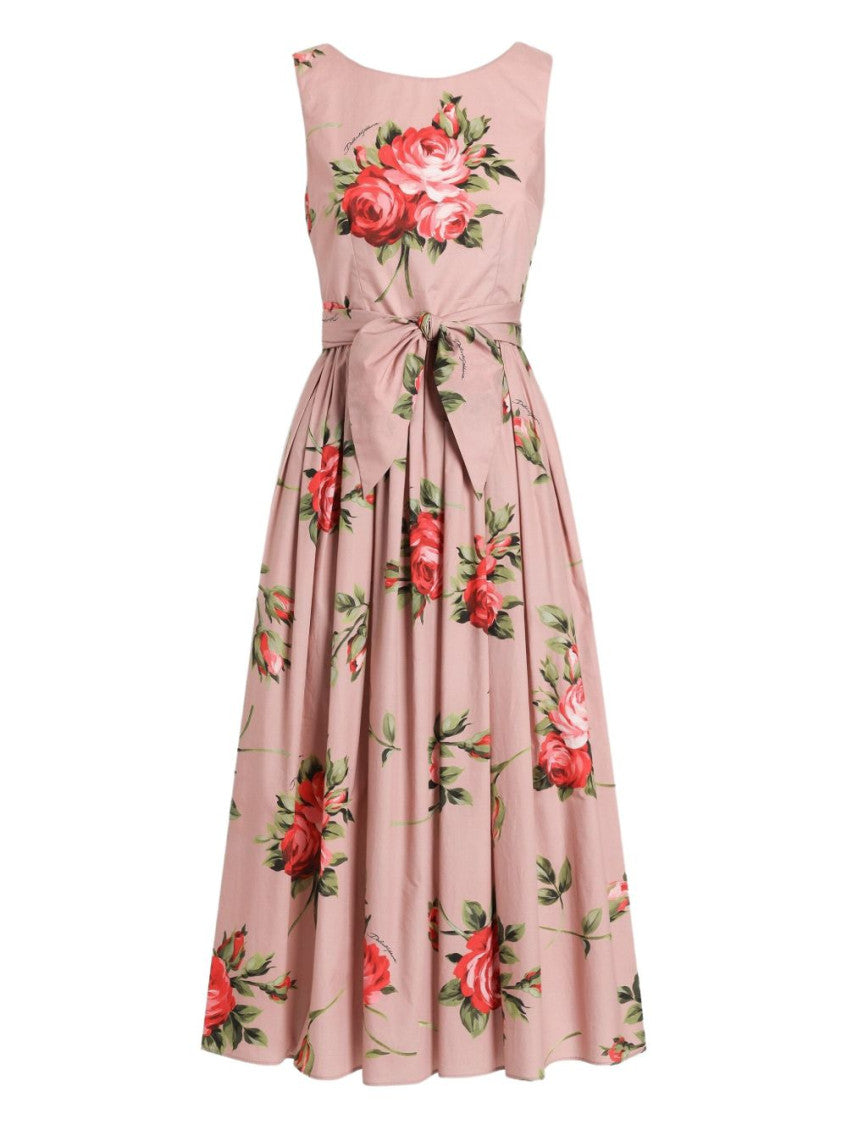 Pink Floral Round Neck Maxi Dress 1