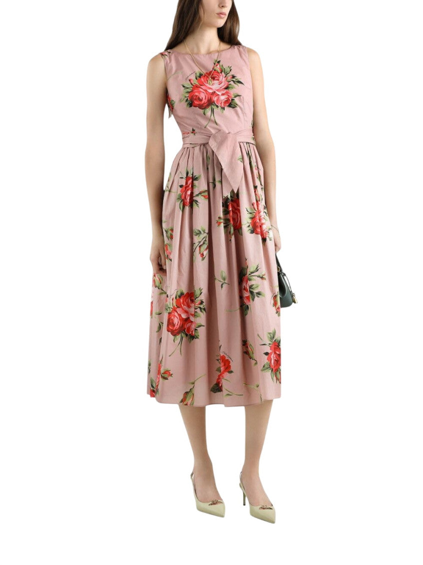 Pink Floral Round Neck Maxi Dress 2