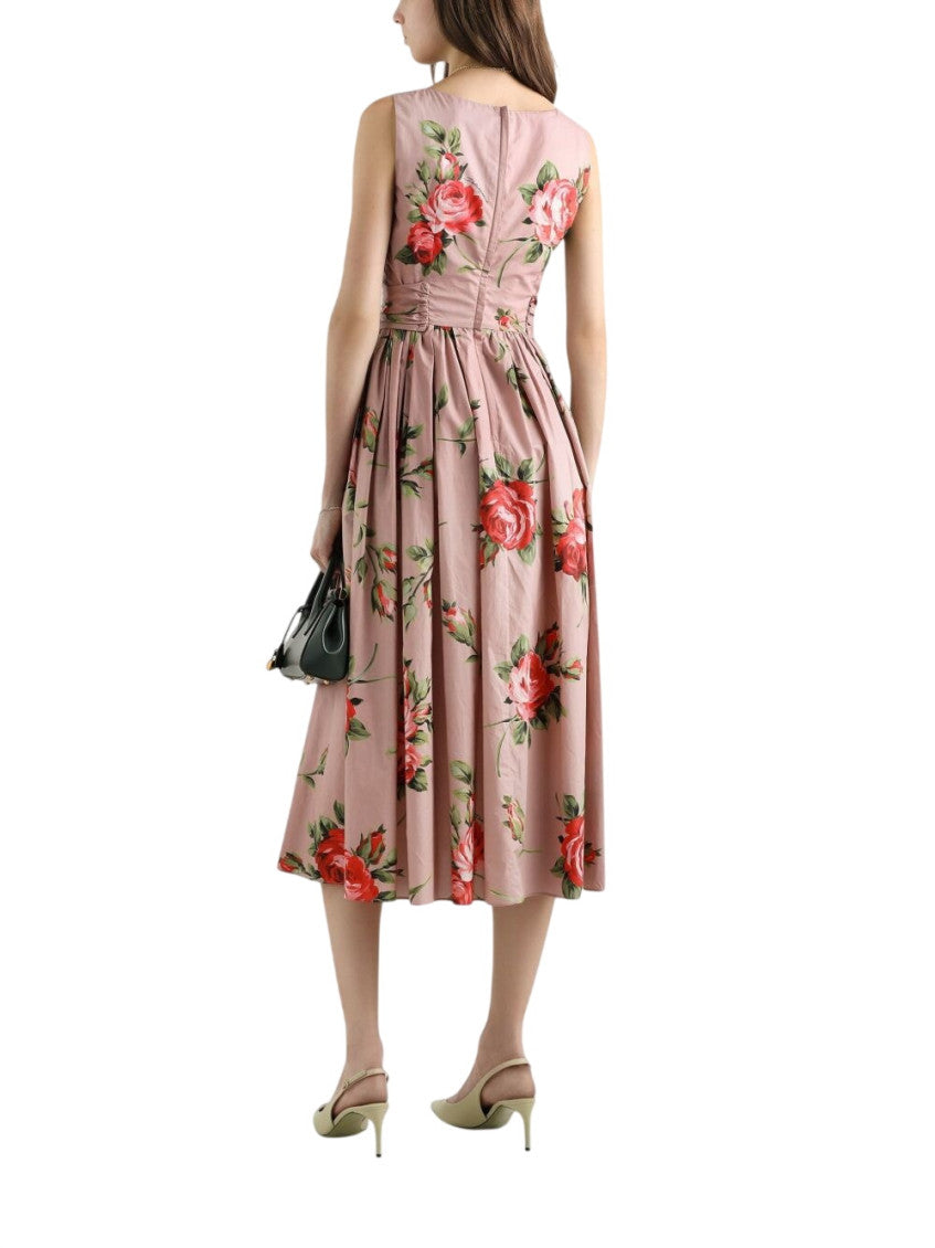 Pink Floral Round Neck Maxi Dress 3