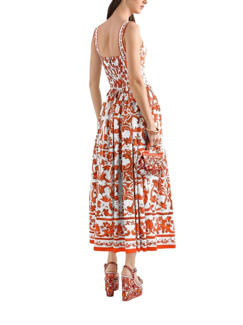 Orange Sweet Heart Neck Midi Dress 2
