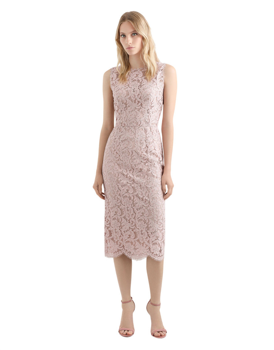 Light Pink Lace Round Neck Maxi Dress 2