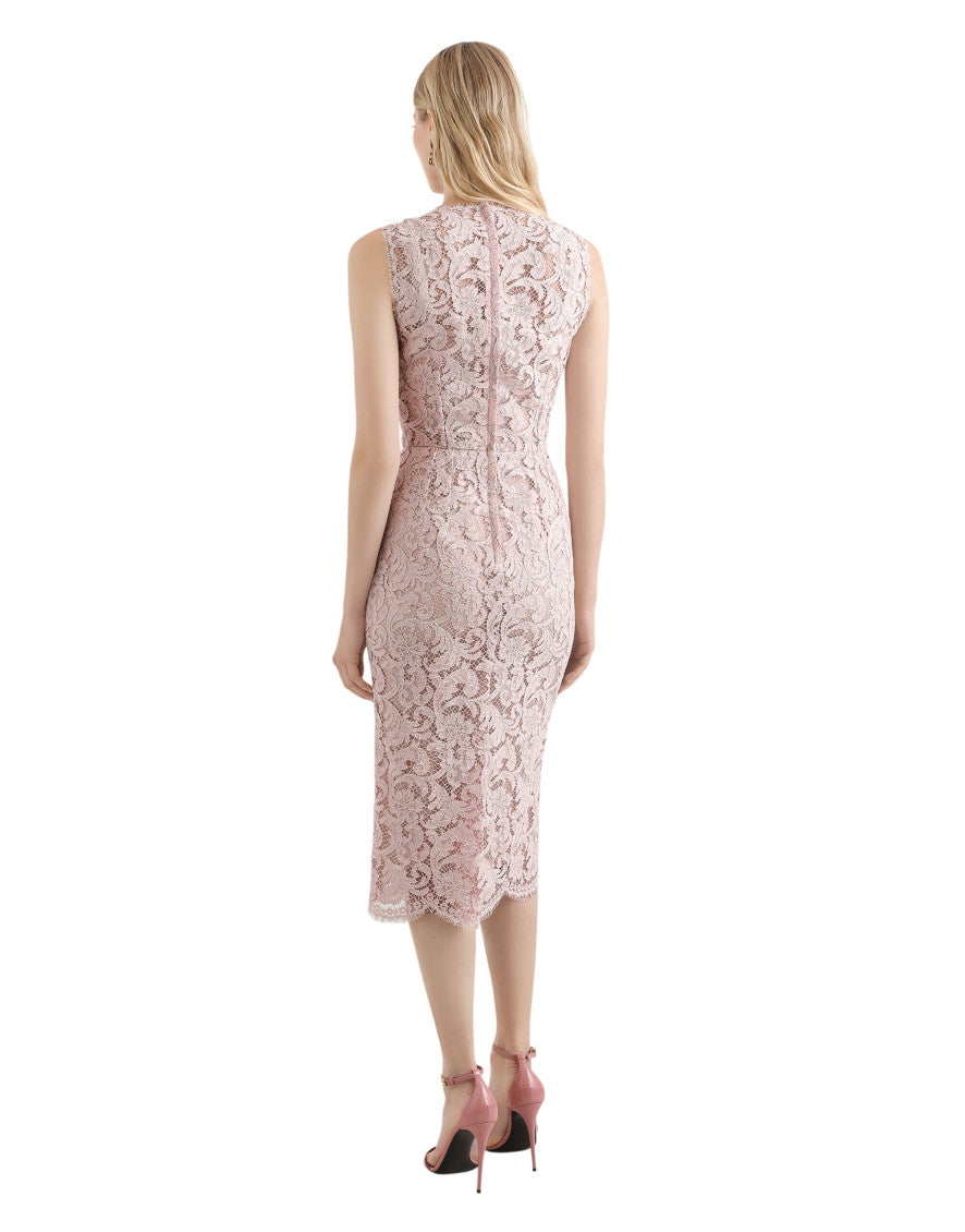 Light Pink Lace Round Neck Maxi Dress 3